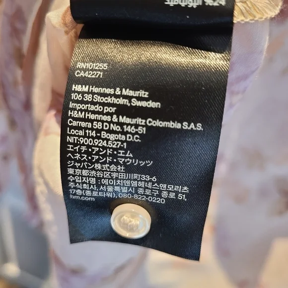 H & M Long Sleeve Pink Floral Blouse Size Small - Picture 9 of 9